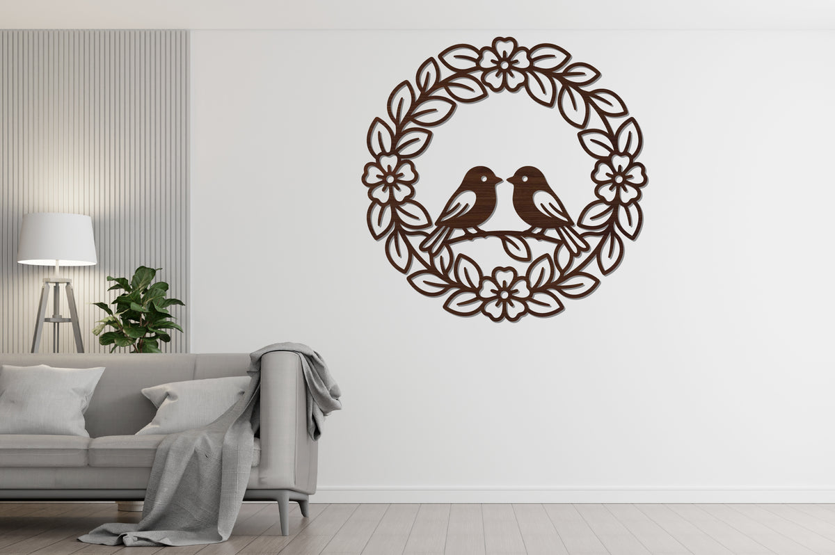 Love Birds Floral Wreath SVG