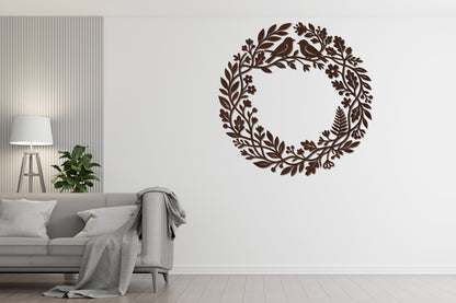 Two Birds Oak Leaf Wreath SVG