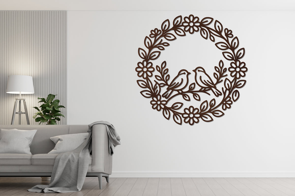 Love Birds Floral Wreath SVG