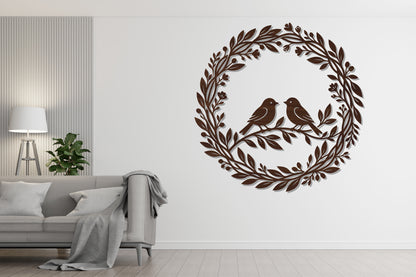 Love Birds Botanical Wreath SVG