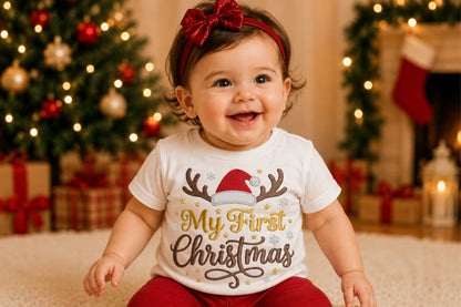 Baby First Christmas Embroidery Design – My First Christmas Baby Machine Embroidery Pattern, Cute Holiday Embroidery Design
