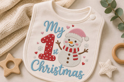 My First Christmas Machine Embroidery Design – Cute Baby First Christmas Embroidery Pattern, Holiday Machine Embroidery Design