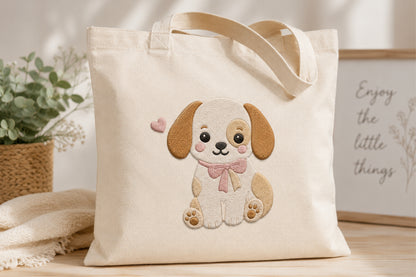Cute Puppy Embroidery Design – Adorable Puppy Dog Machine Embroidery Pattern, Sweet Dog Embroidery Design