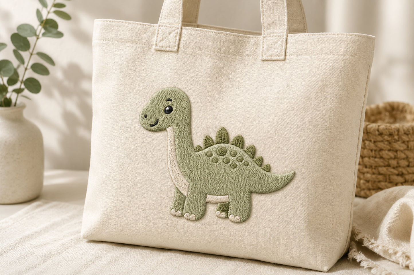 Cute Dino Embroidery Design – Adorable Dinosaur Machine Embroidery Pattern, Fun Prehistoric Animal Embroidery Design