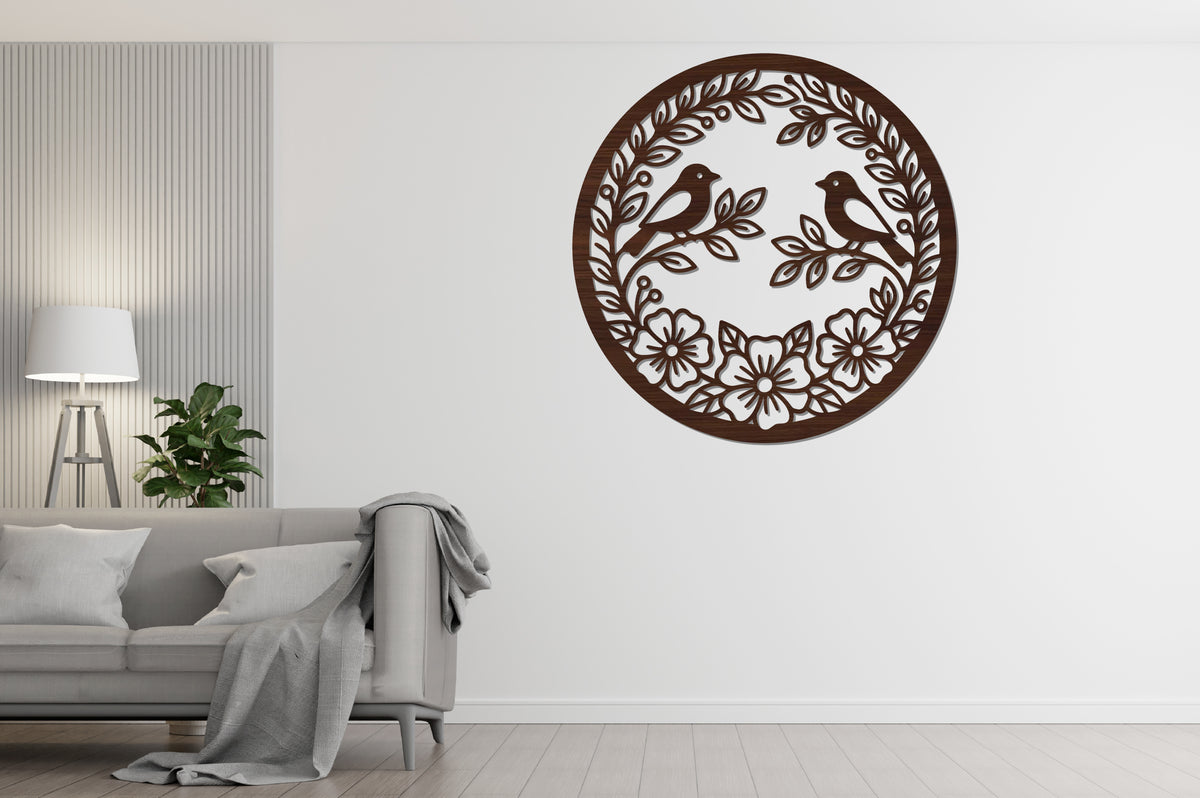 Love Birds Floral Circle SVG