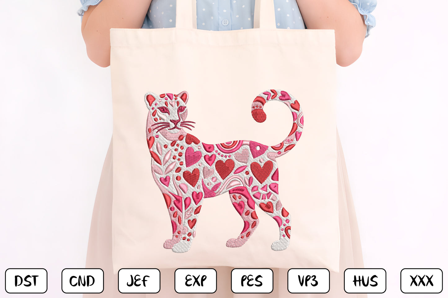 Heart Leopard Embroidery Design – Cute Leopard Print Heart Machine Embroidery Pattern, Trendy Animal Print Embroidery Design