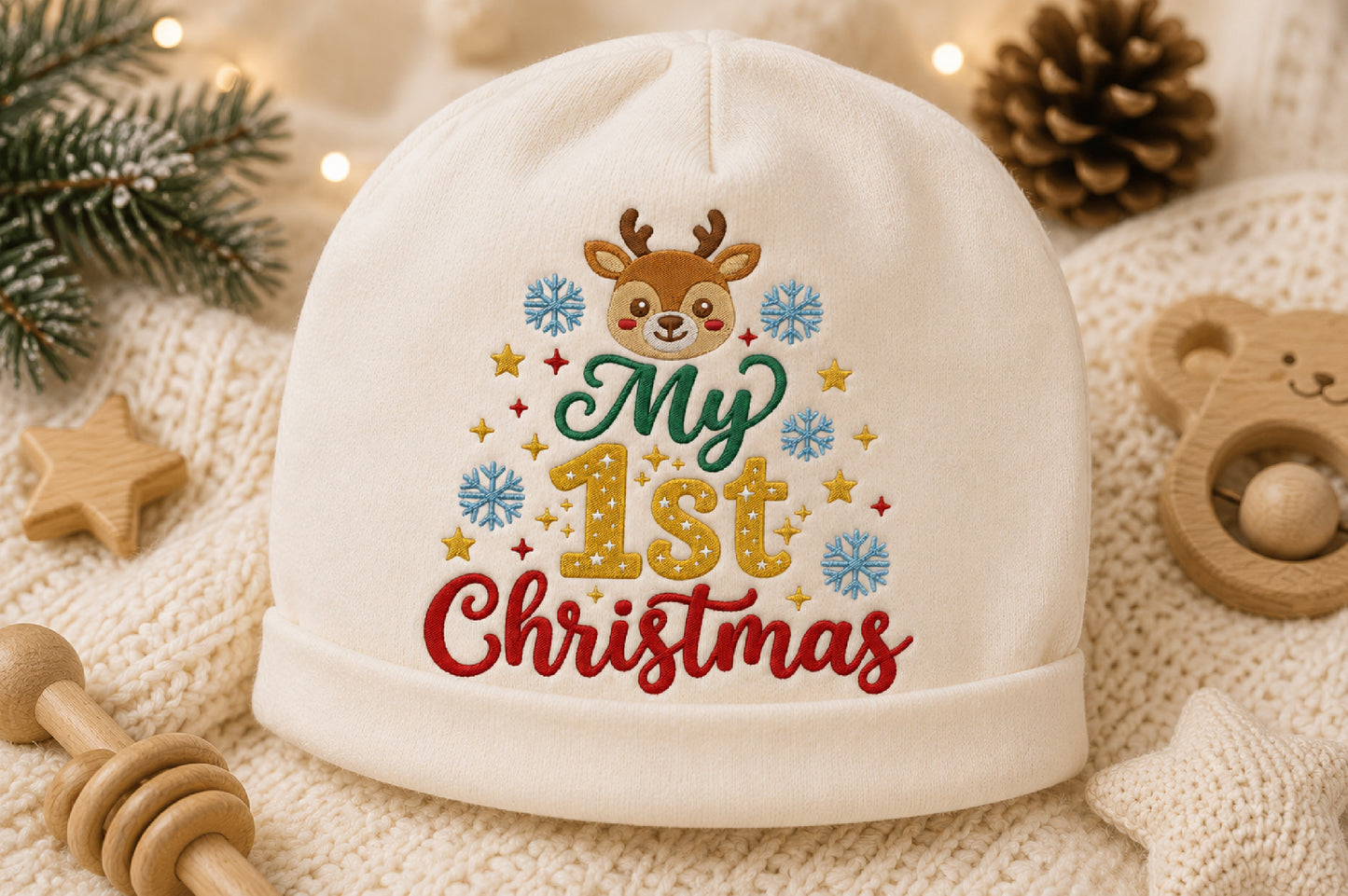 First Christmas Machine Embroidery Design Bundle – Baby First Christmas Embroidery Collection, Cute Holiday Machine Embroidery