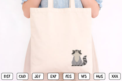 Cute Raccoon Embroidery Design Bundle – Adorable Woodland Raccoon Machine Embroidery Patterns, Forest Animal Embroidery