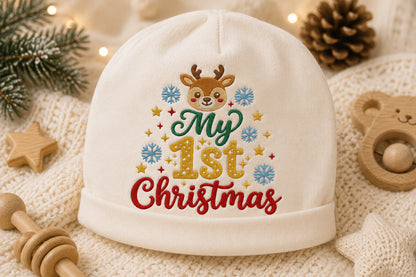 Reindeer Baby Christmas Embroidery Design – Cute Baby Reindeer Machine Embroidery Pattern, Festive Christmas Embroidery Design