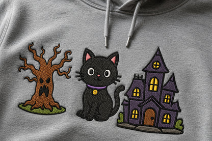 Groovy Halloween Embroidery Bundle – Retro 70s Halloween Machine Embroidery Designs