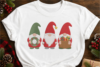 Christmas Gnome Machine Embroidery Design – Cute Holiday Gnome Embroidery Pattern, Festive Christmas Machine Embroidery Design