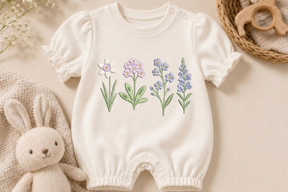 Wild Flower Machine Embroidery Design – Beautiful Botanical Floral Embroidery Pattern, Nature-Inspired Wildflower Machine Embroidery Design