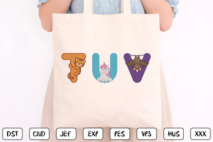Animal Alphabet Machine Embroidery Design – Cute Animal ABC Embroidery Pattern, Adorable Alphabet Machine Embroidery Designs