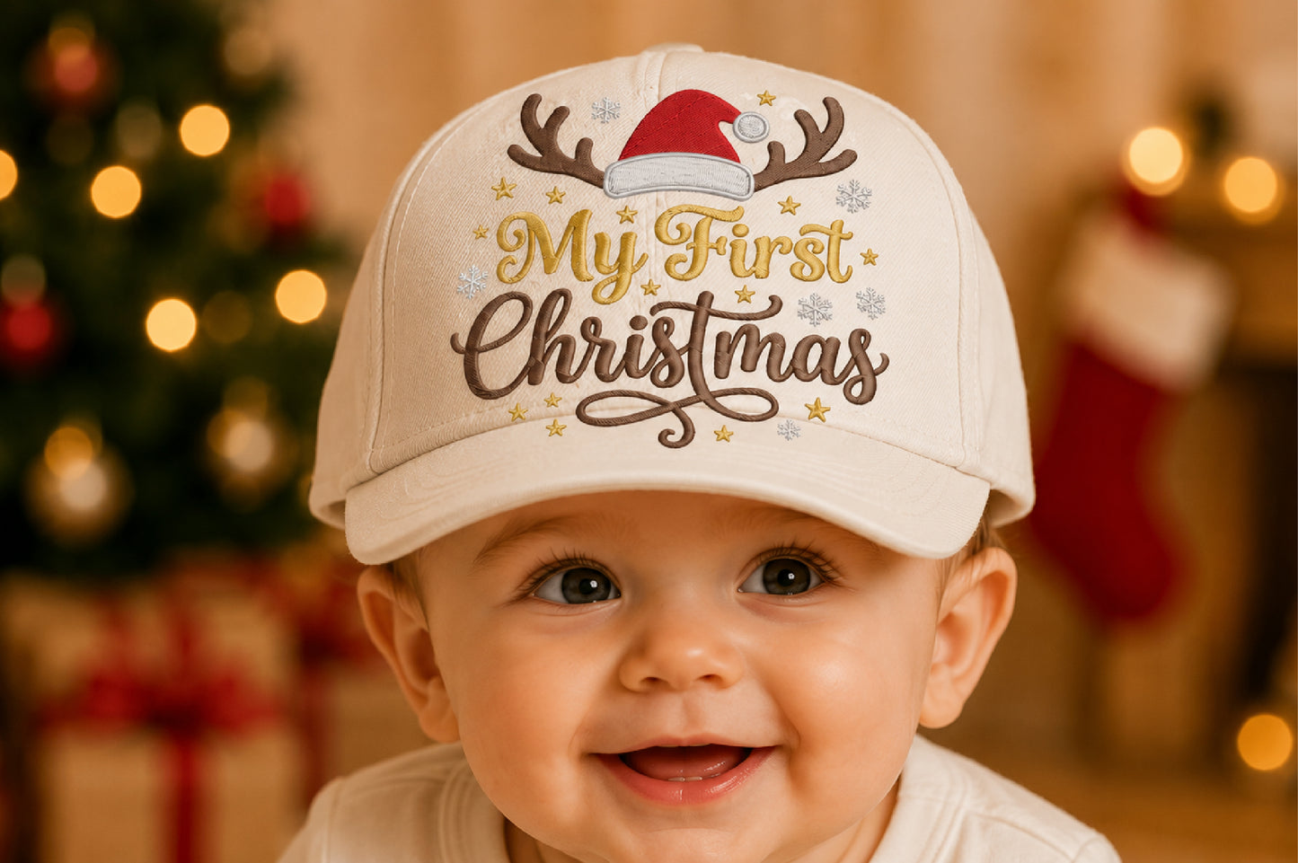 Baby First Christmas Embroidery Design – My First Christmas Baby Machine Embroidery Pattern, Cute Holiday Embroidery Design