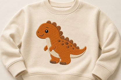 Cute Dinosaur Embroidery Design – Adorable Dinosaur Machine Embroidery Pattern, Fun Prehistoric Animal Embroidery Design