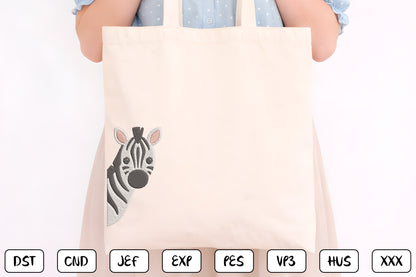 Cute Baby Zebra Embroidery Design – Adorable Zebra Machine Embroidery Pattern, Sweet Safari Animal Embroidery Design