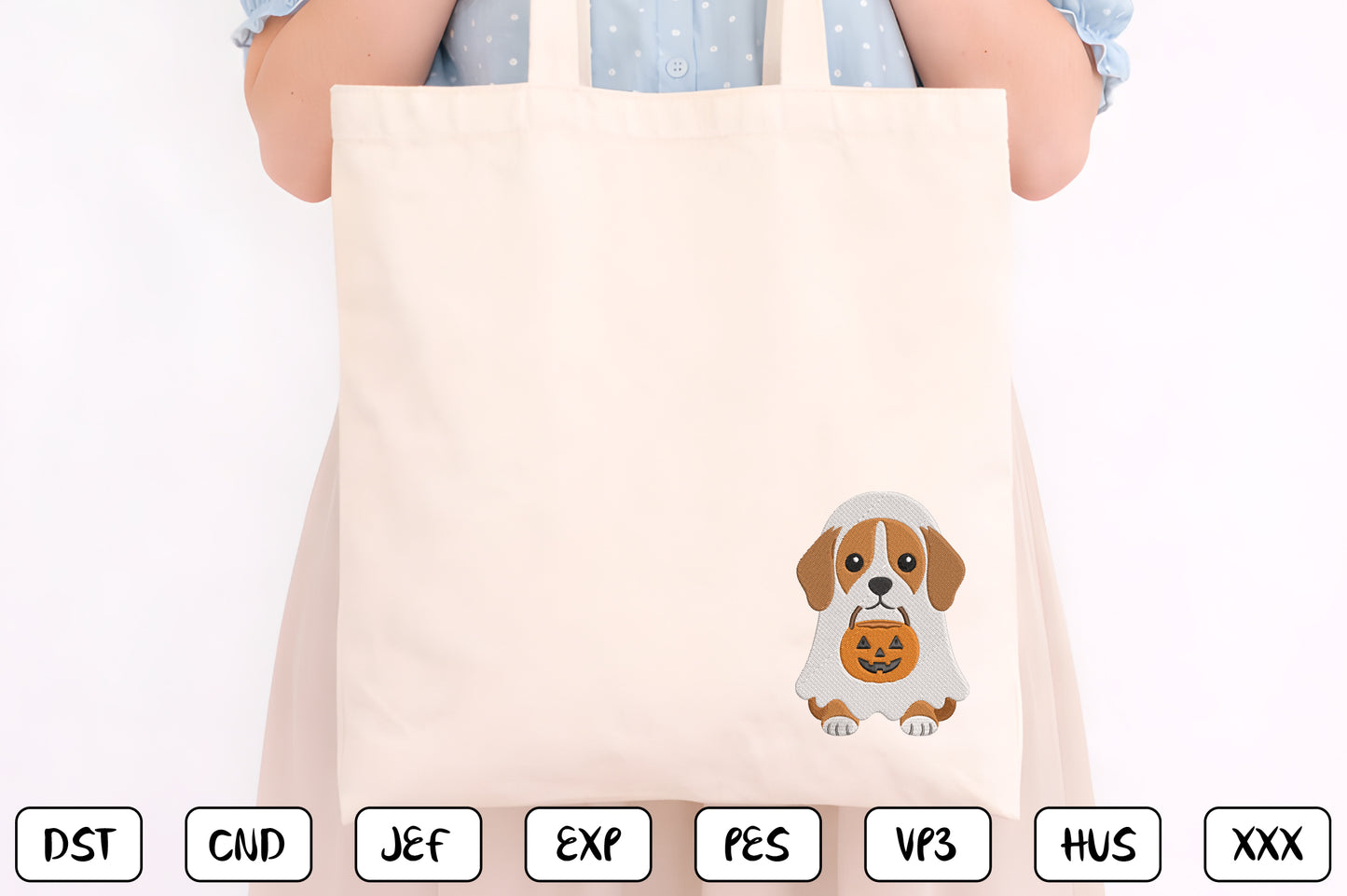 Ghost Dog Breed Embroidery Bundle – Spooky Cute Dog Machine Embroidery Designs, Halloween Ghost Dog Embroidery
