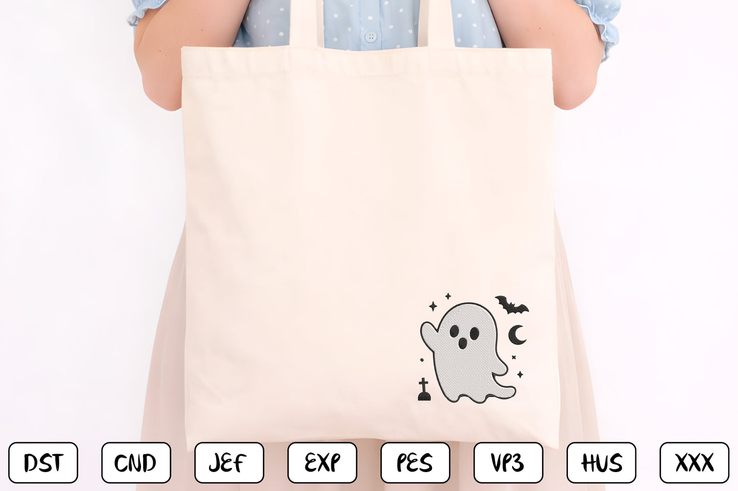 Kawaii Ghost Embroidery Bundle – Cute Halloween Ghost Machine Embroidery Designs, Adorable Spooky Embroidery