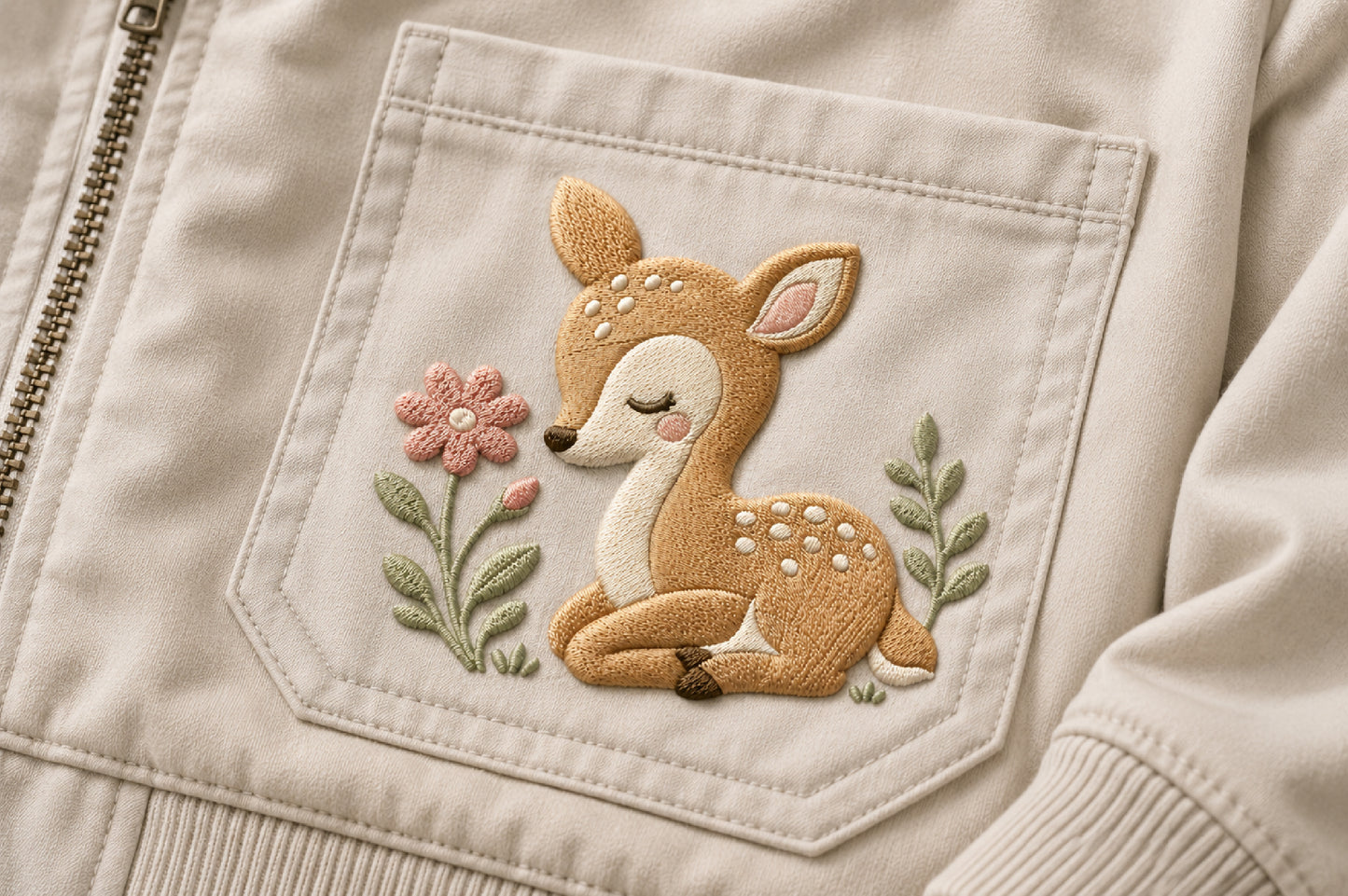 Baby Deer Machine Embroidery Design – Cute Fawn Embroidery Pattern, Adorable Woodland Deer Machine Embroidery Design