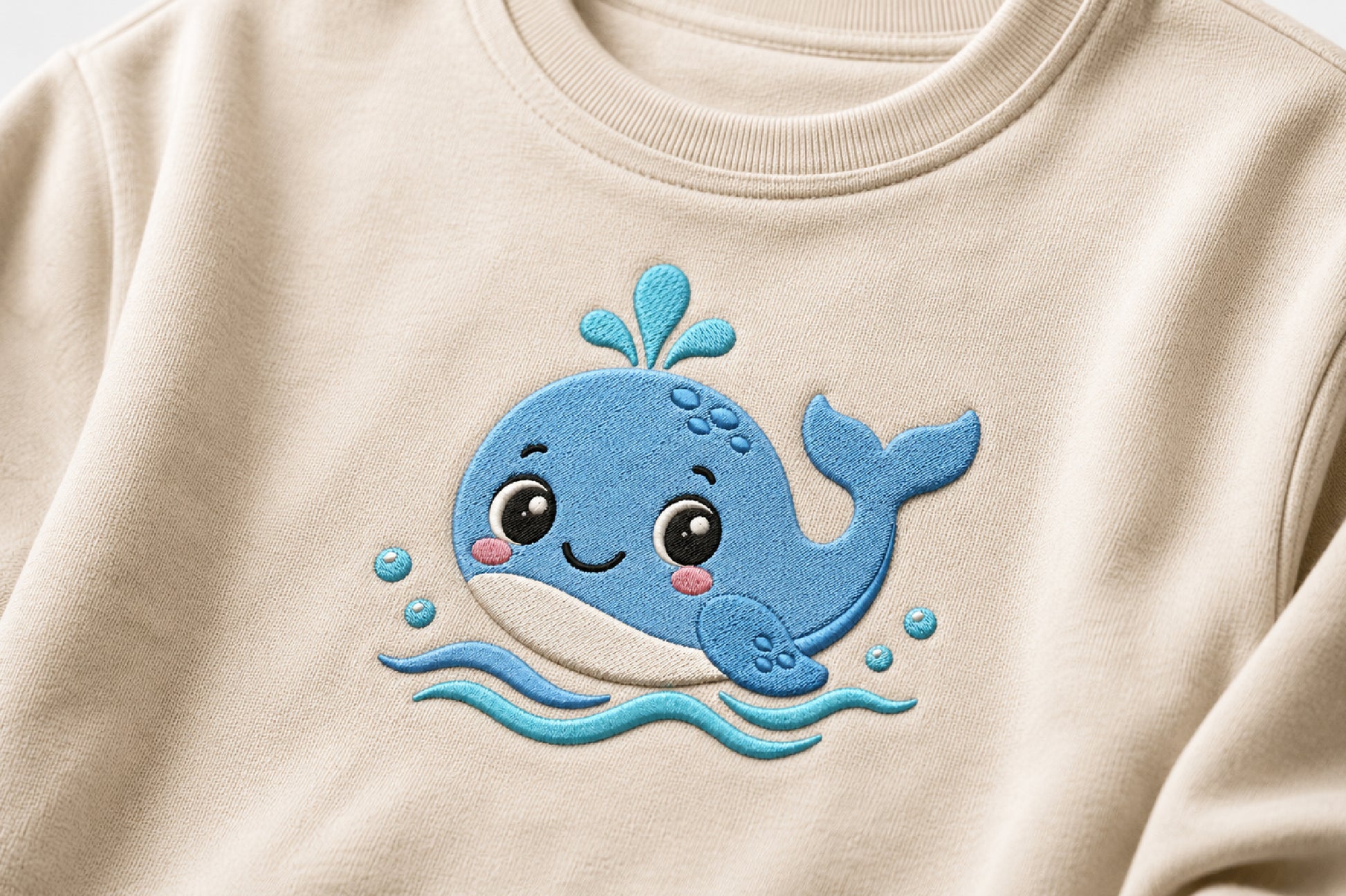 Cute Whale Embroidery Design – Adorable Whale Machine Embroidery Pattern, Sweet Ocean Sea Animal Embroidery Design