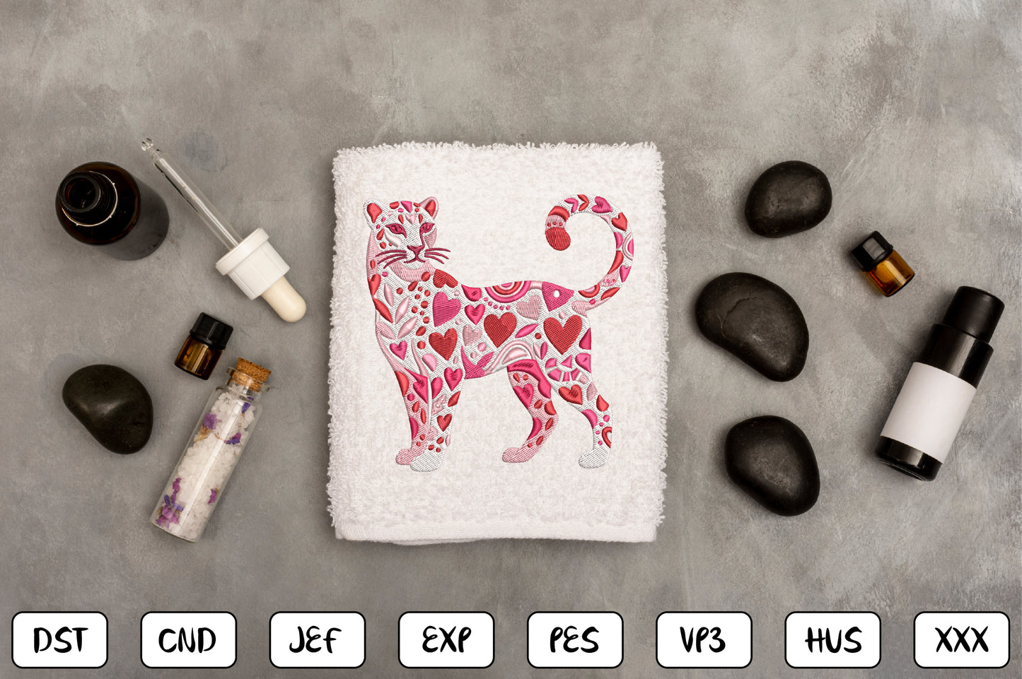 Heart Leopard Embroidery Design – Cute Leopard Print Heart Machine Embroidery Pattern, Trendy Animal Print Embroidery Design