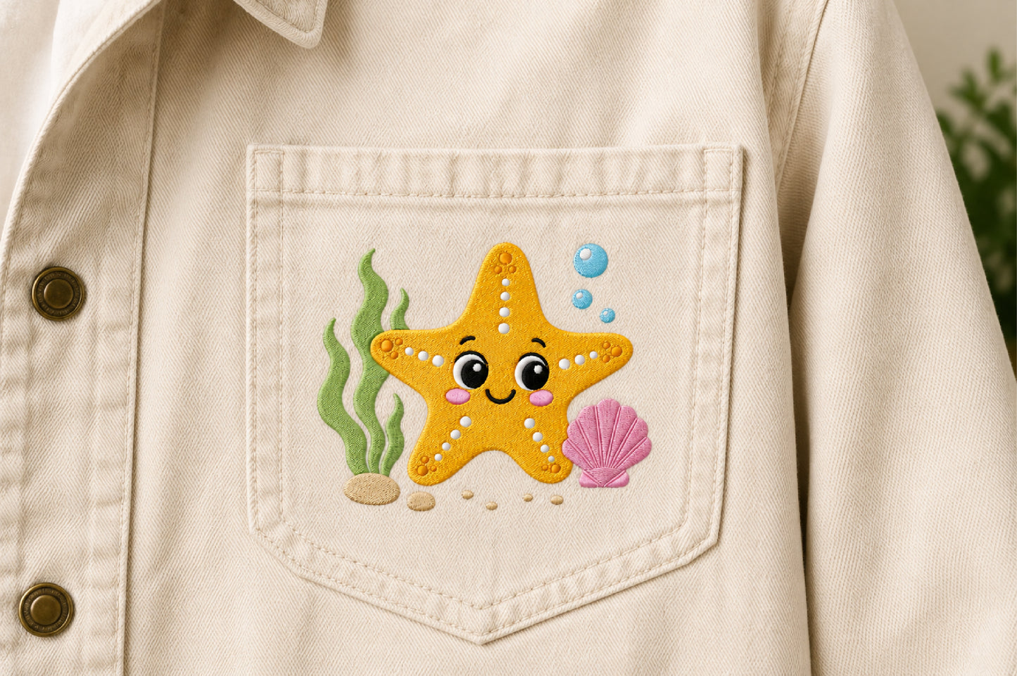 Cute Starfish Embroidery Design – Adorable Sea Star Machine Embroidery Pattern, Ocean & Beach-Themed Embroidery Design