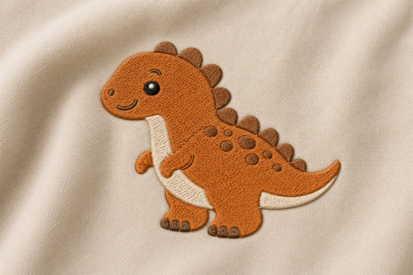 Cute Dinosaur Embroidery Design – Adorable Dinosaur Machine Embroidery Pattern, Fun Prehistoric Animal Embroidery Design