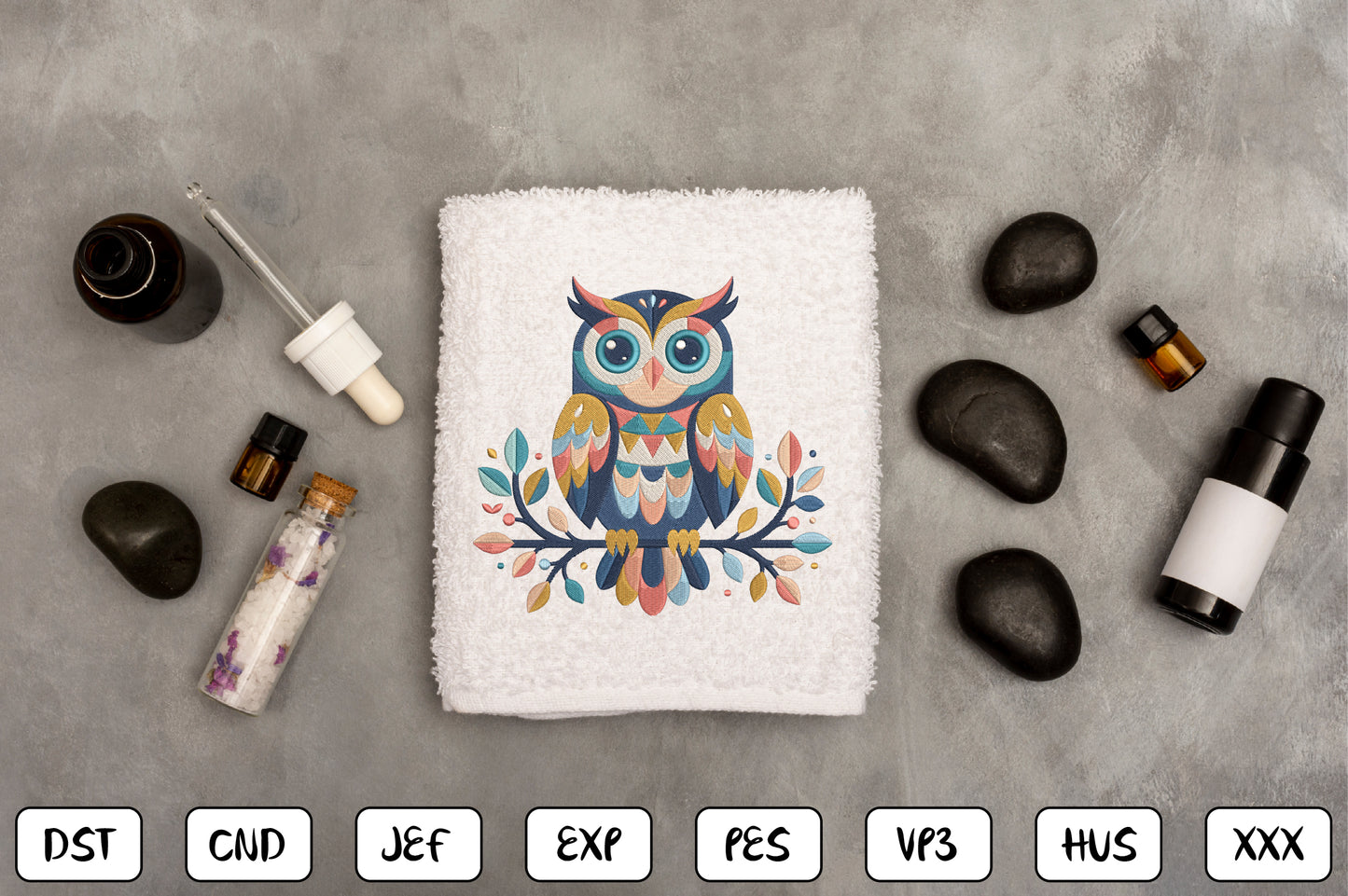 Woodland Owl Embroidery Design – Cute Forest Owl Machine Embroidery Pattern, Rustic Woodland Animal Embroidery Design