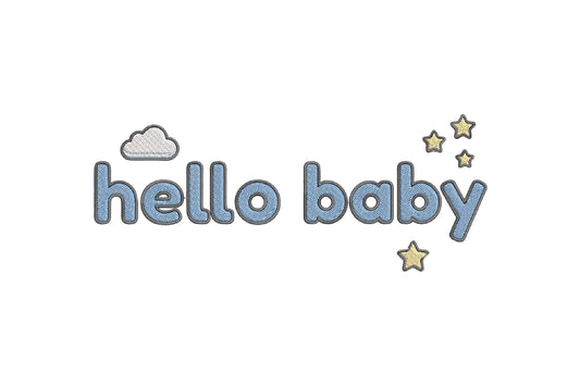 Cute Hello Baby Embroidery Design, Adorable Baby Machine Embroidery Pattern, Sweet Hello Baby Embroidery Design