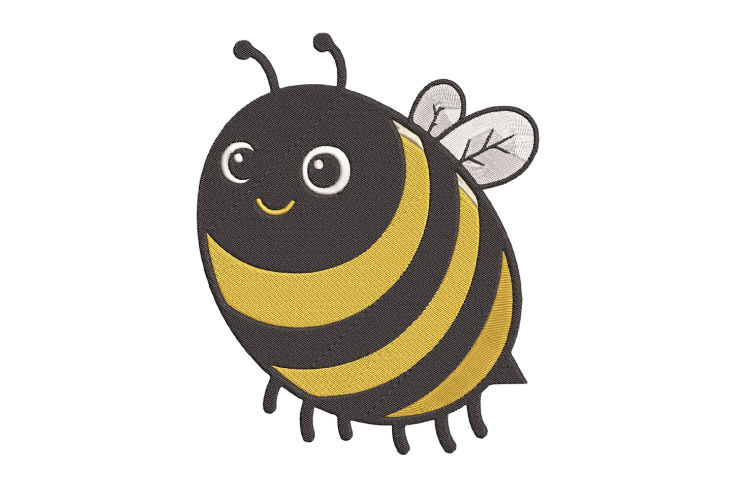Cute Honey Bee Embroidery Design, Adorable Kawaii Bumble Bee Machine Embroidery Pattern, Cheerful Yellow and Black Honey Bee Embroidery Design