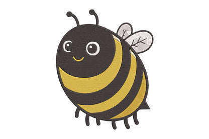 Cute Honey Bee Embroidery Design, Adorable Kawaii Bumble Bee Machine Embroidery Pattern, Cheerful Yellow and Black Honey Bee Embroidery Design