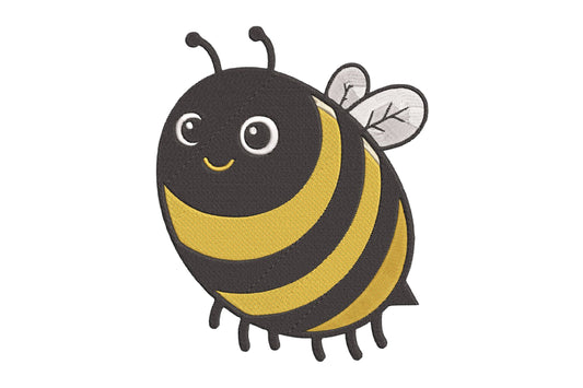 Cute Honey Bee Embroidery Design, Adorable Kawaii Bumble Bee Machine Embroidery Pattern, Cheerful Yellow and Black Honey Bee Embroidery Design