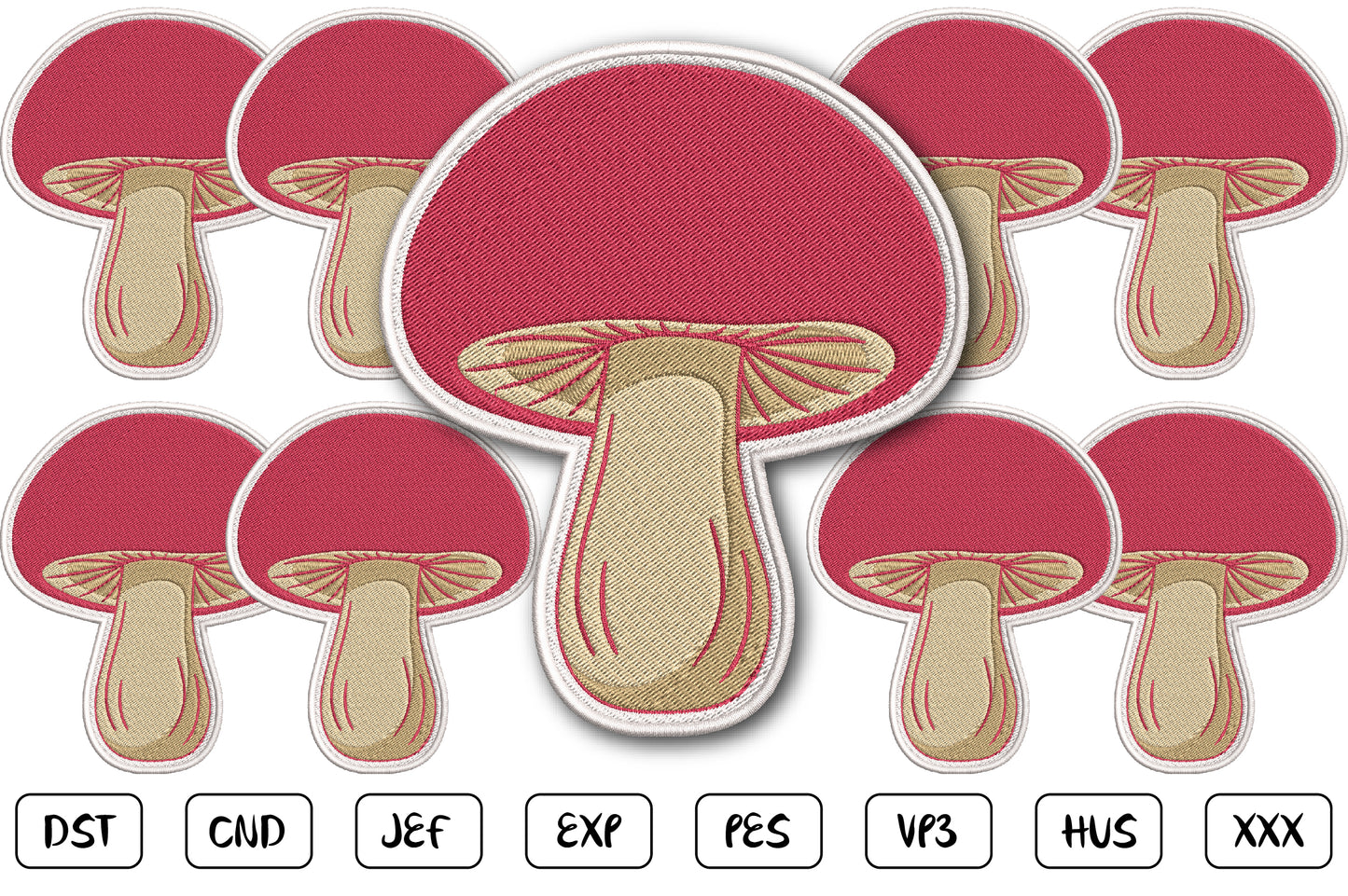 Cute Mushroom Patch Embroidery Design, Adorable Red Mushroom Machine Embroidery Pattern, Woodland Mushroom Embroidery Patch Design