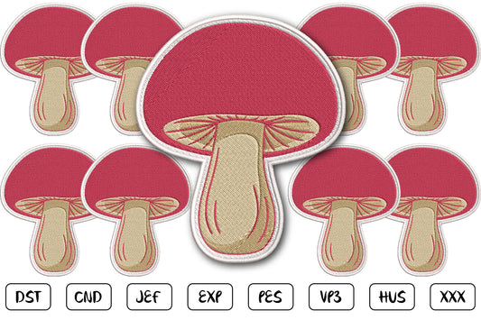 Cute Mushroom Patch Embroidery Design, Adorable Red Mushroom Machine Embroidery Pattern, Woodland Mushroom Embroidery Patch Design