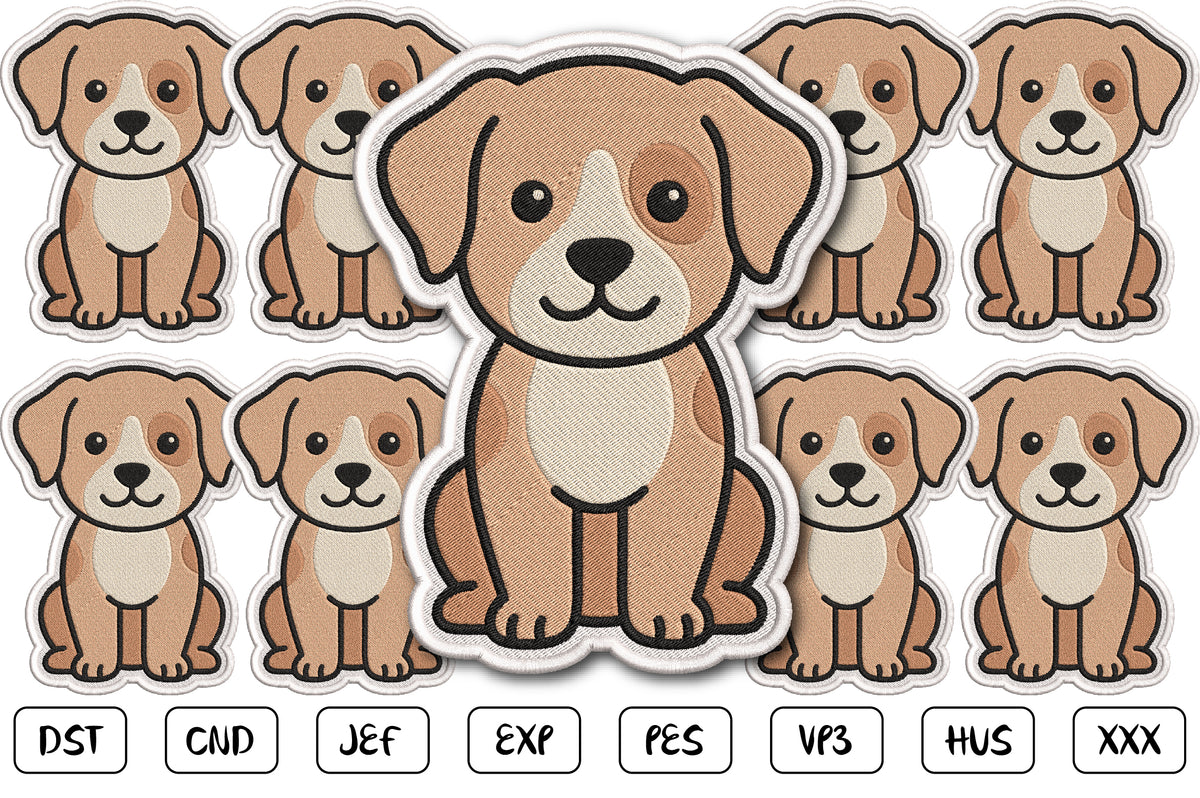 Cute Dog Patch Embroidery Design, Adorable Puppy Machine Embroidery Pattern, Kawaii Dog Embroidery Patch Design