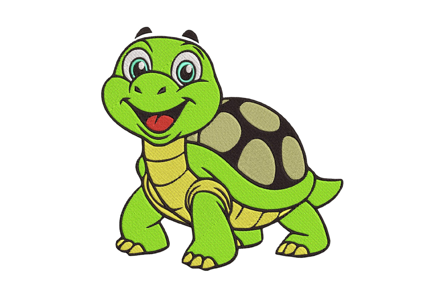 Cute Turtle Embroidery Design, Adorable Cartoon Turtle Machine Embroidery Pattern