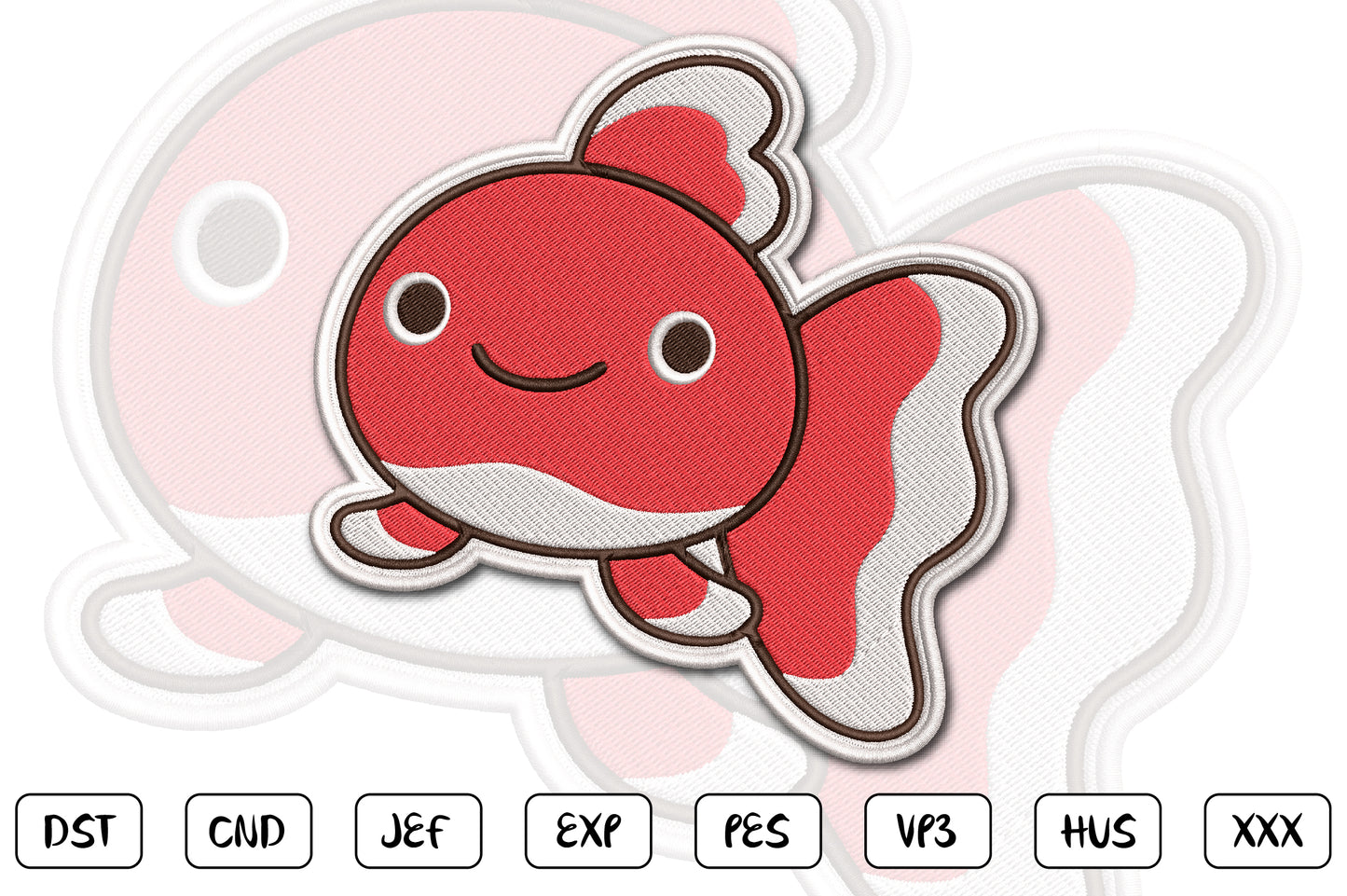 Cute Fish Embroidery Design, Adorable Kawaii Fish Machine Embroidery Pattern, Colorful Ocean Fish Embroidery Design