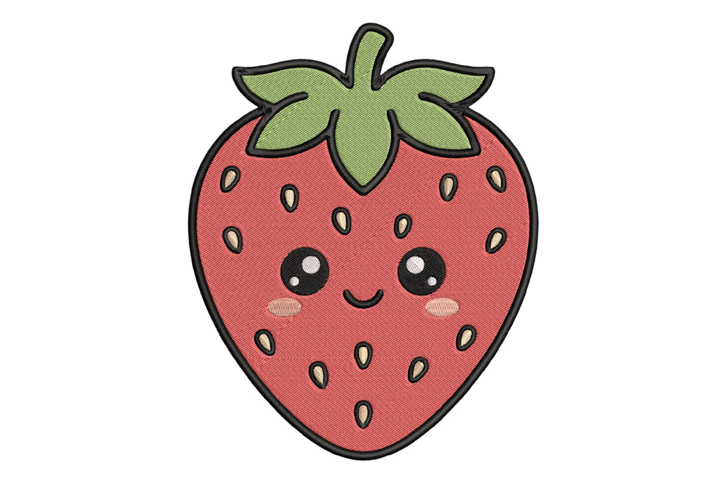Cute Kawaii Strawberry Embroidery Design, Adorable Strawberry Machine Embroidery Pattern, Sweet Fruit Embroidery Design