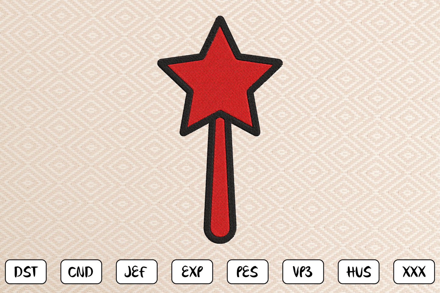 Patriotic Star Wand Embroidery Design, American Star Wand Machine Embroidery