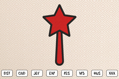 Patriotic Star Wand Embroidery Design, American Star Wand Machine Embroidery