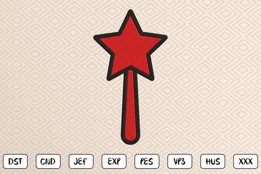 Patriotic Star Wand Embroidery Design, American Star Wand Machine Embroidery