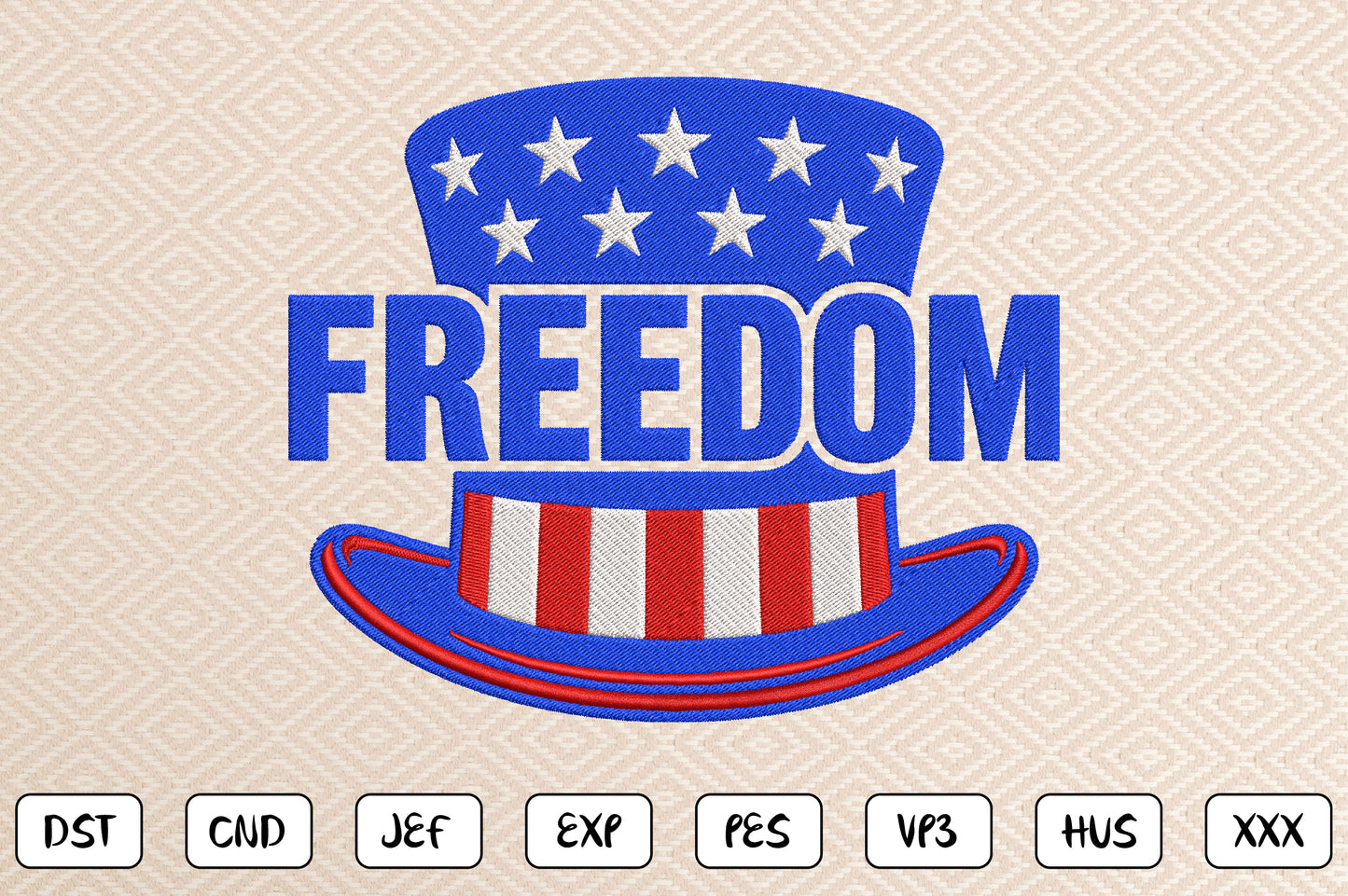 Patriotic Freedom Embroidery Design, American Freedom Machine Embroidery