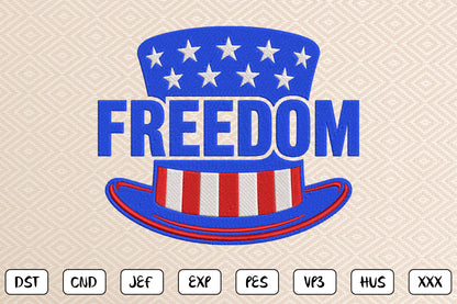 Patriotic Freedom Embroidery Design, American Freedom Machine Embroidery