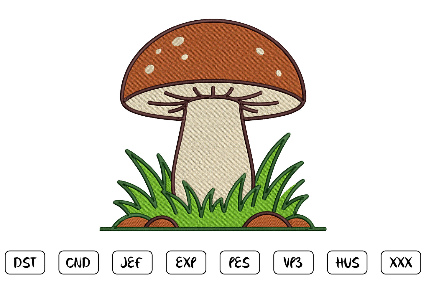 Cute Mushroom Embroidery Design, Adorable Kawaii Mushroom Machine Embroidery Pattern, Woodland Forest Mushroom Embroidery Design