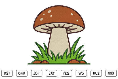 Cute Mushroom Embroidery Design, Adorable Kawaii Mushroom Machine Embroidery Pattern, Woodland Forest Mushroom Embroidery Design