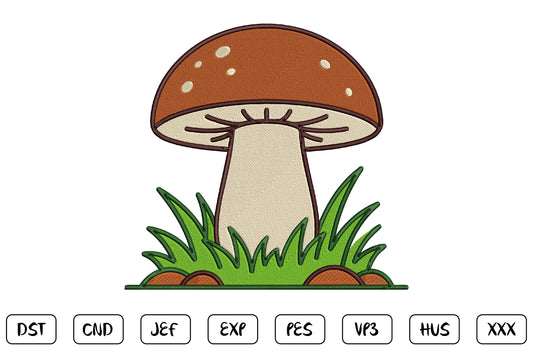 Cute Mushroom Embroidery Design, Adorable Kawaii Mushroom Machine Embroidery Pattern, Woodland Forest Mushroom Embroidery Design