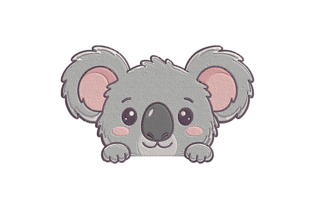 Cute Koala Peeking Embroidery Design, Adorable Koala Machine Embroidery Pattern, Cute Australian Animal Embroidery Design