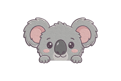 Cute Koala Peeking Embroidery Design, Adorable Koala Machine Embroidery Pattern, Cute Australian Animal Embroidery Design