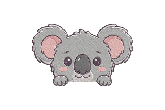Cute Koala Peeking Embroidery Design, Adorable Koala Machine Embroidery Pattern, Cute Australian Animal Embroidery Design