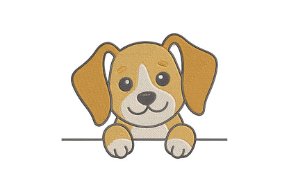 Cute Puppy Peeking Embroidery Design, Adorable Puppy Machine Embroidery Pattern, Cute Dog Embroidery Design